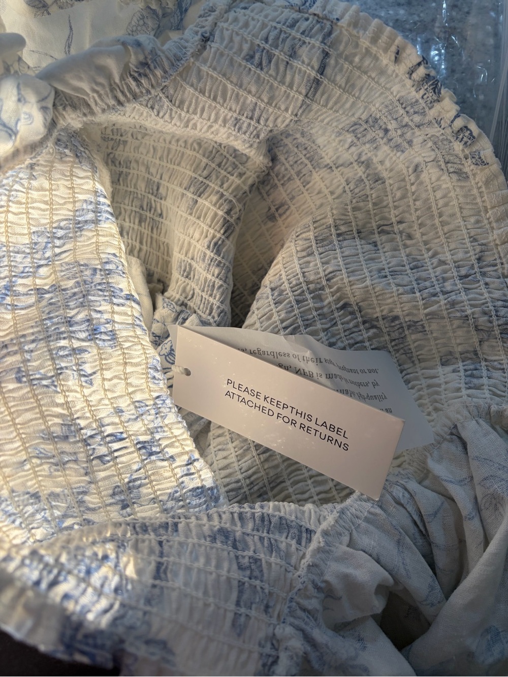 Smocked Square-Neck Maxi Dress in Blue Toile - Picture 3 of 3